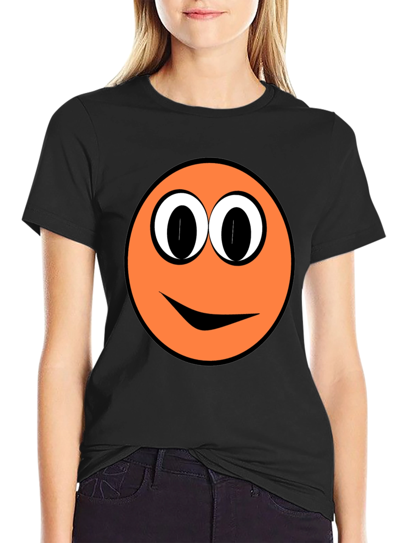Funny Orange Smiley Face Graphic T-Shirt