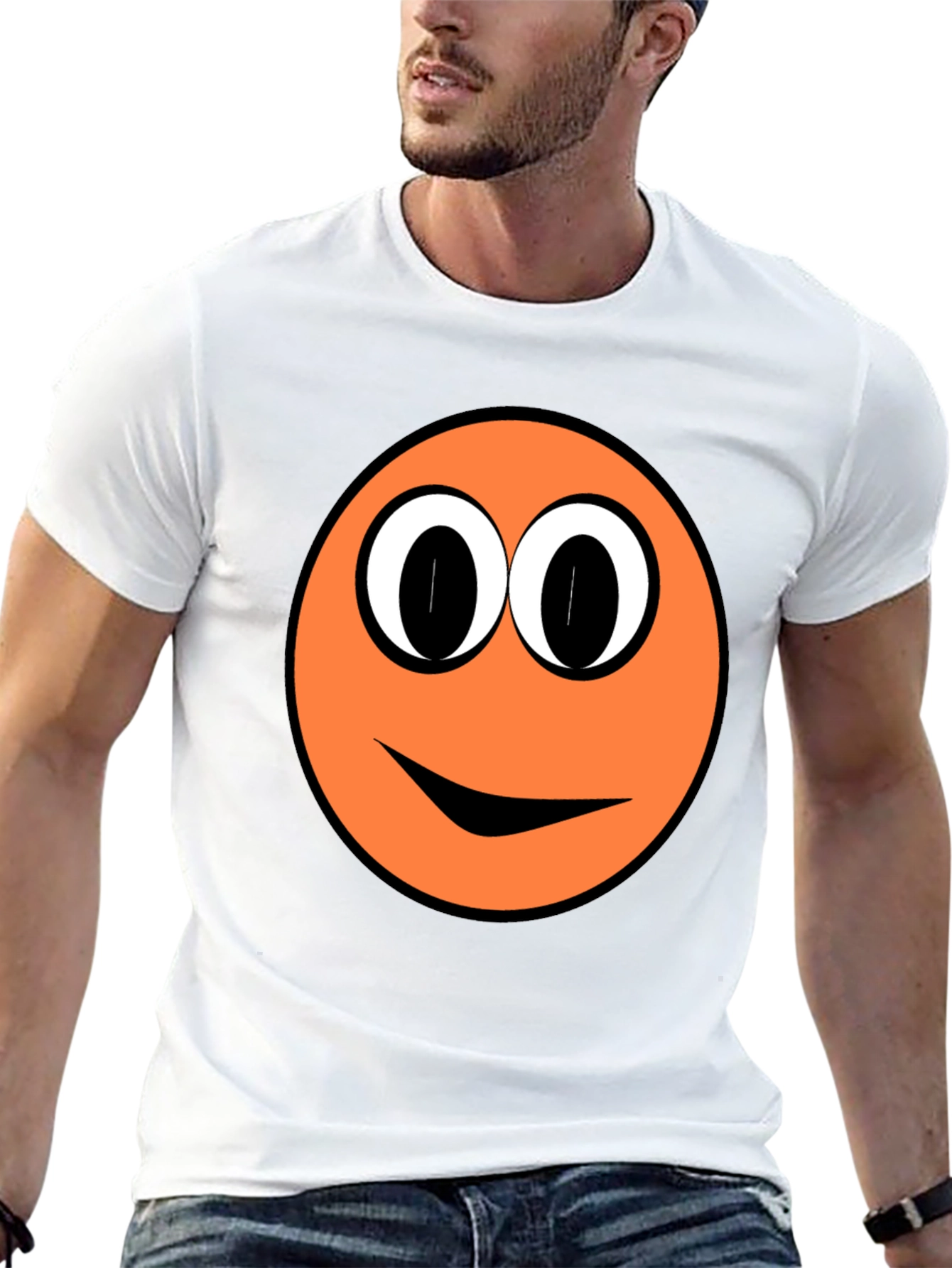Funny Orange Smiley Face Graphic T-Shirt