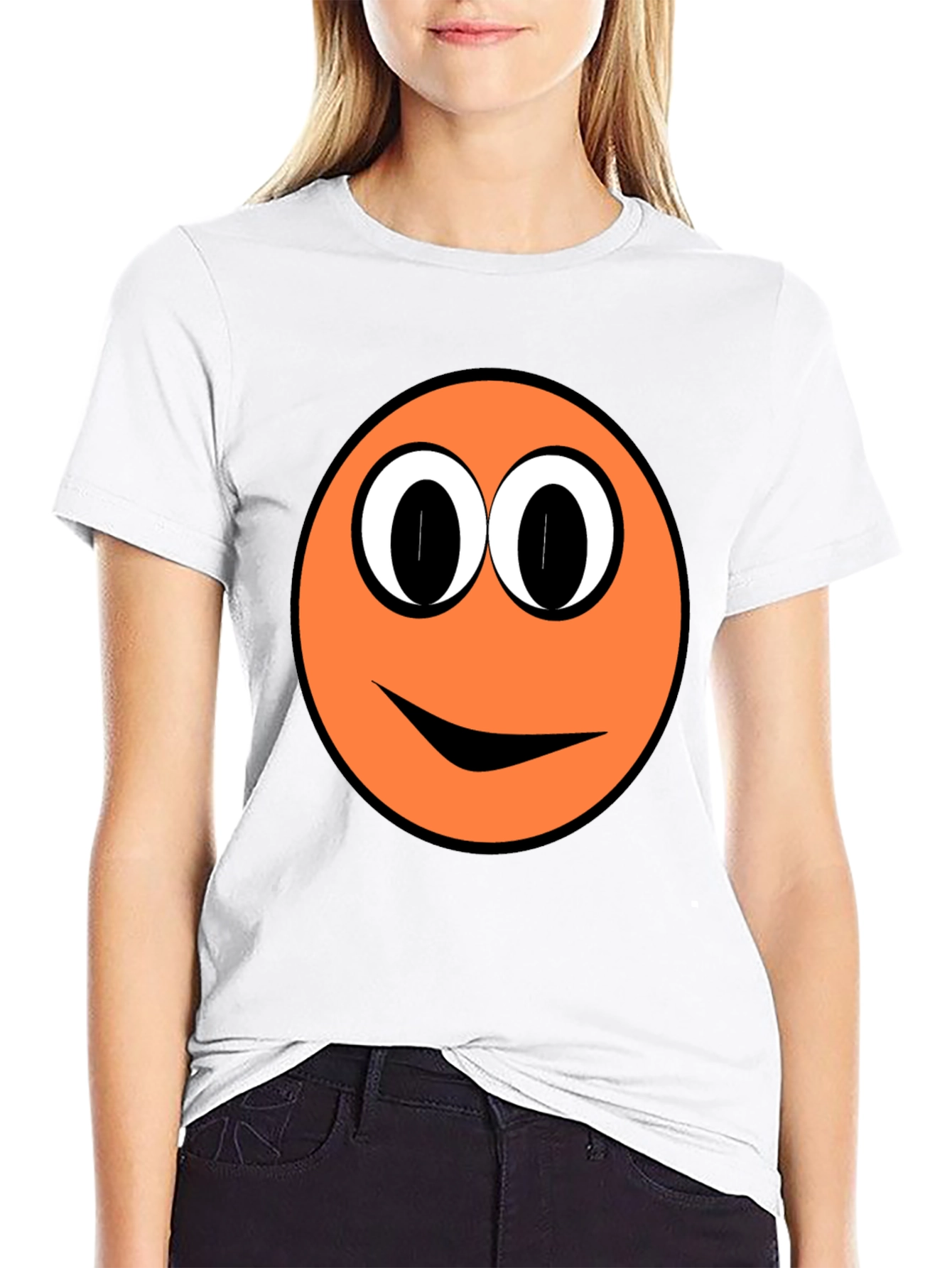 Funny Orange Smiley Face Graphic T-Shirt