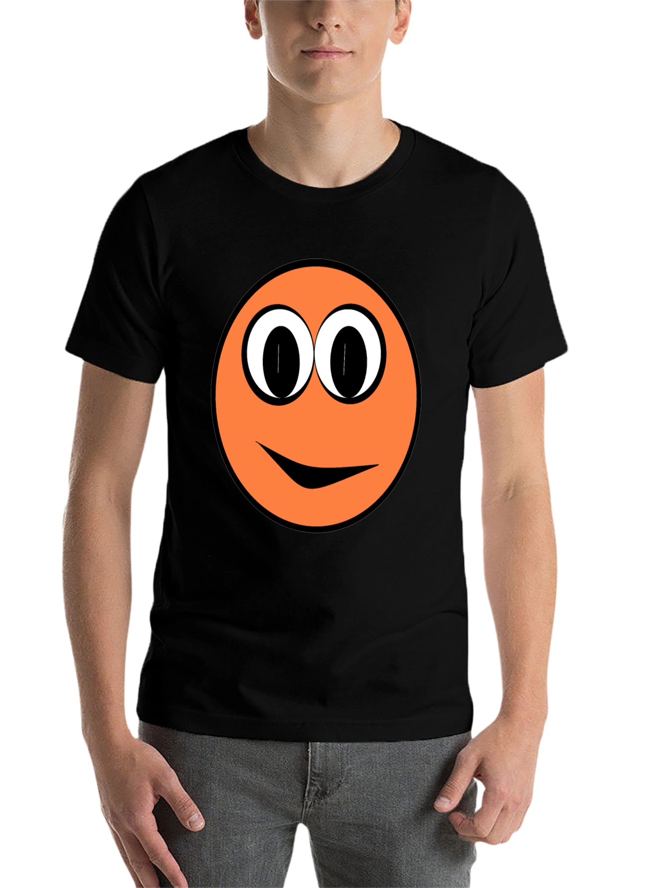 Funny Orange Smiley Face Graphic T-Shirt