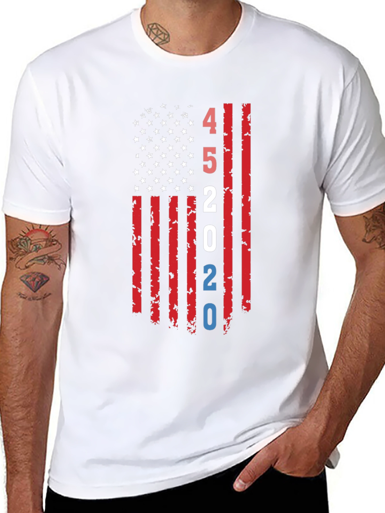 45 2020 American Flag Graphic T-Shirt
