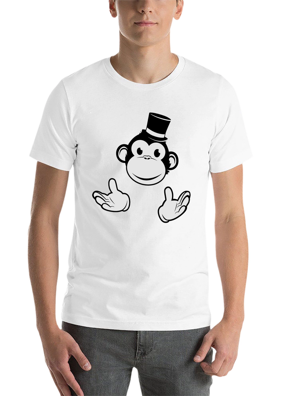 Monkey Top Hat Graphic Tee - Black Cotton T-Shirt