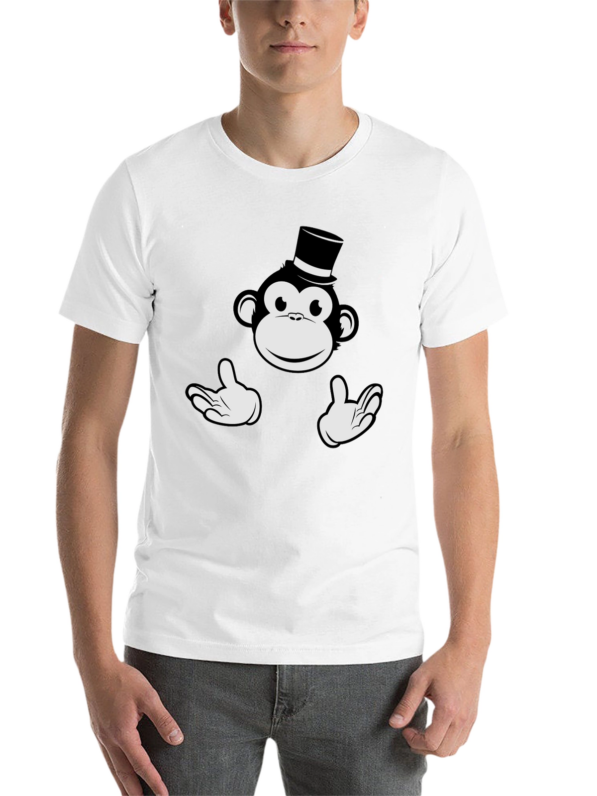 Monkey Top Hat Graphic Tee - Black Cotton T-Shirt