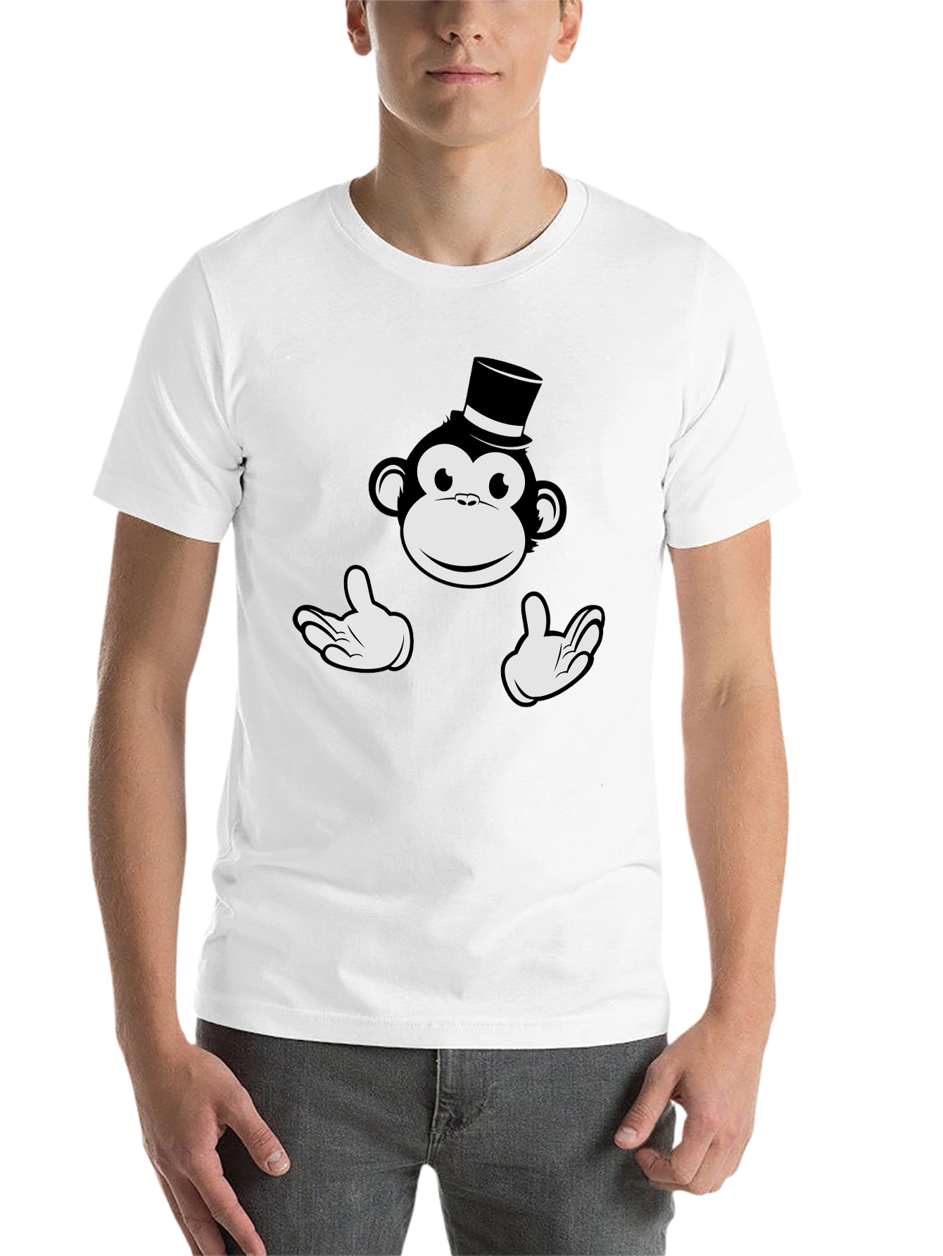Monkey Top Hat Graphic Tee - Black Cotton T-Shirt