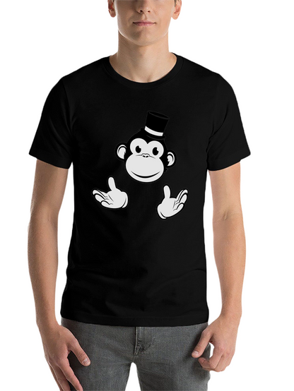 Monkey Top Hat Graphic Tee - Black Cotton T-Shirt