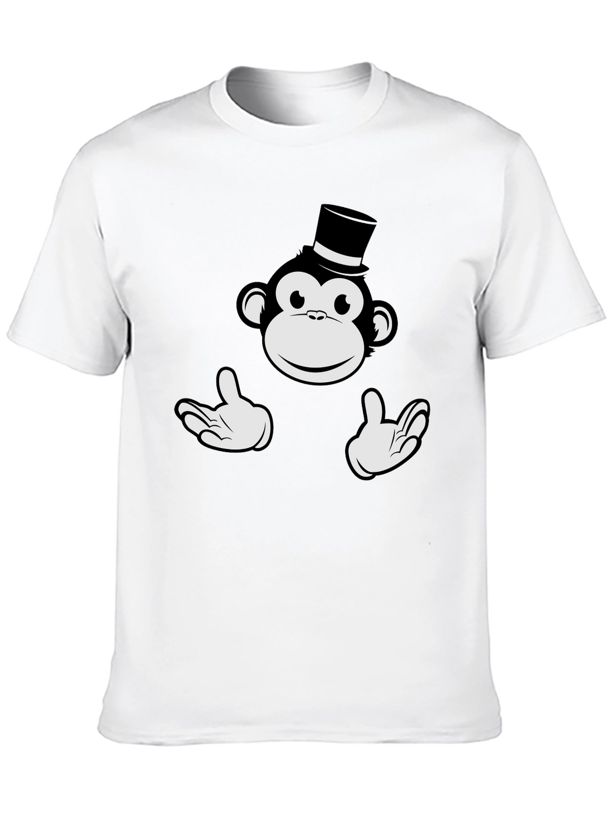 Monkey Top Hat Graphic Tee - Black Cotton T-Shirt