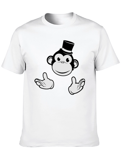 Monkey Top Hat Graphic Tee - Black Cotton T-Shirt
