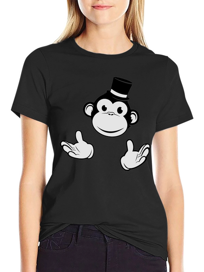 Monkey Top Hat Graphic Tee - Black Cotton T-Shirt
