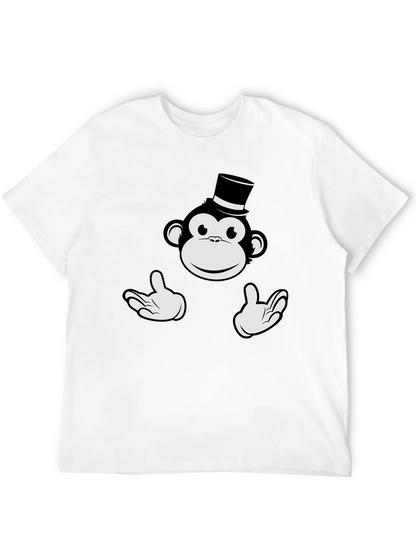 Monkey Top Hat Graphic Tee - Black Cotton T-Shirt