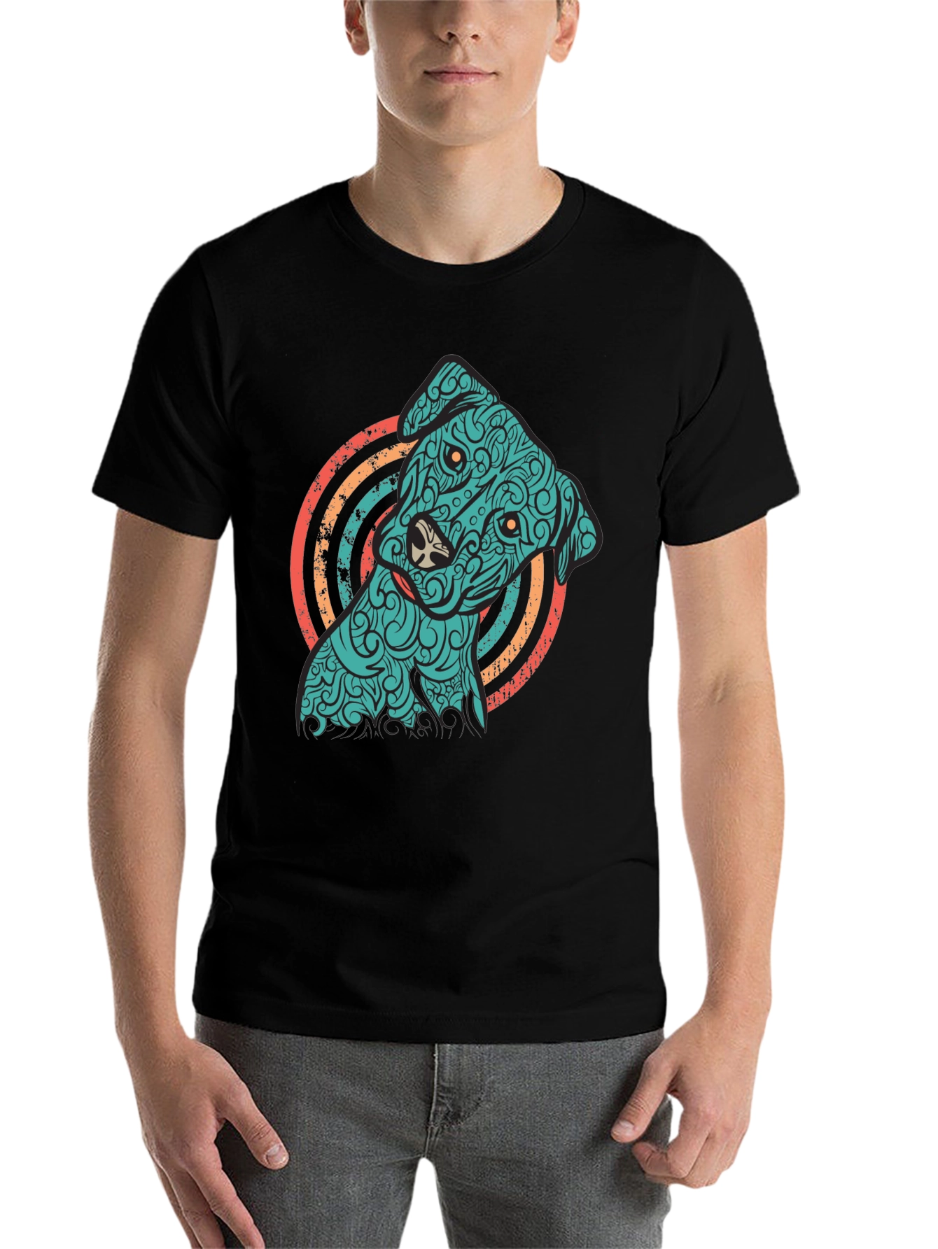 Dog Graphic Tee - Mens Short Sleeve Crew Neck Shirt