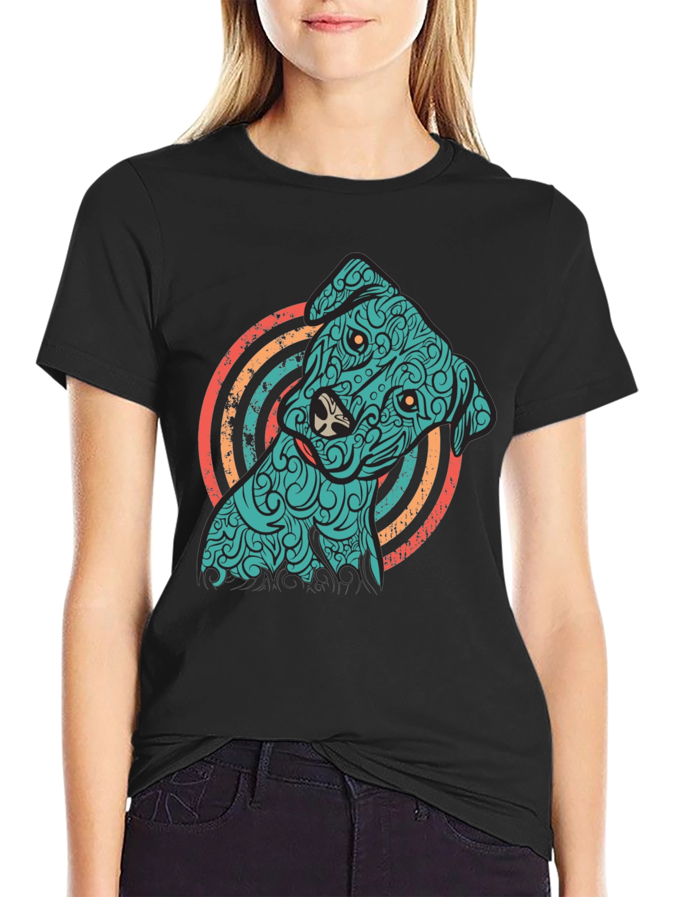 Dog Graphic Tee - Mens Short Sleeve Crew Neck Shirt