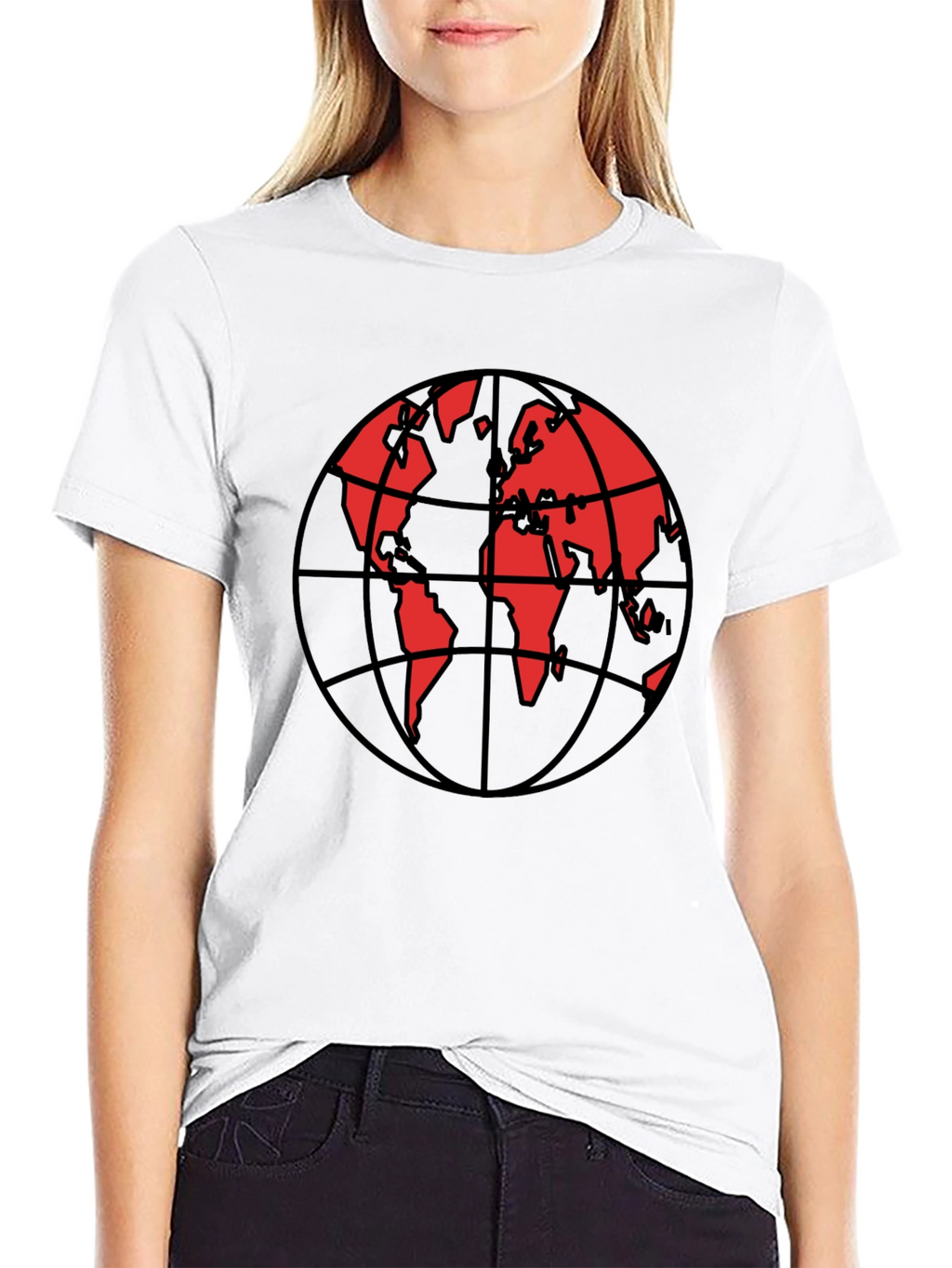 Red Globe Graphic Black T-Shirt