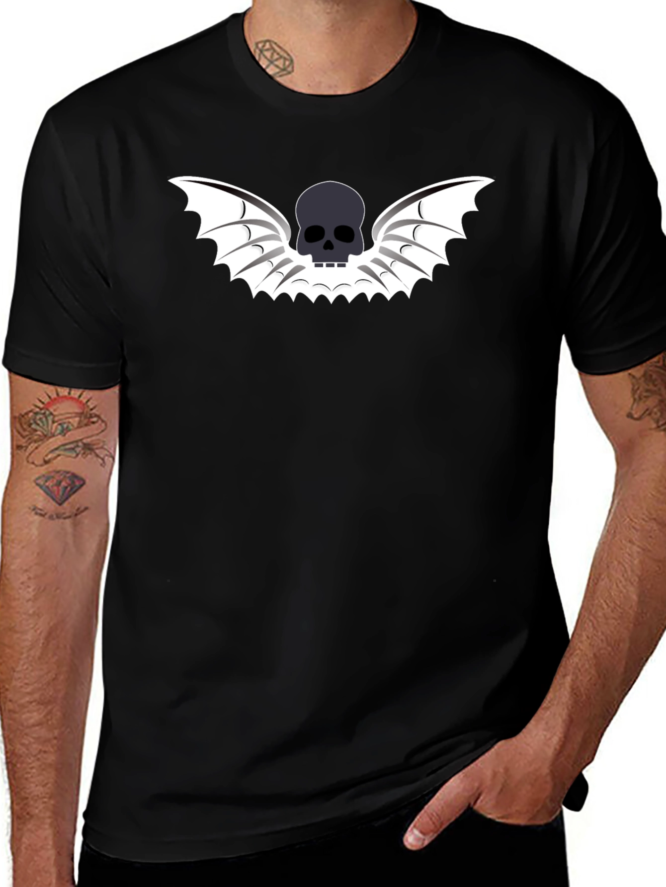 Skull Wings Graphic Tee - Mens Black T-Shirt