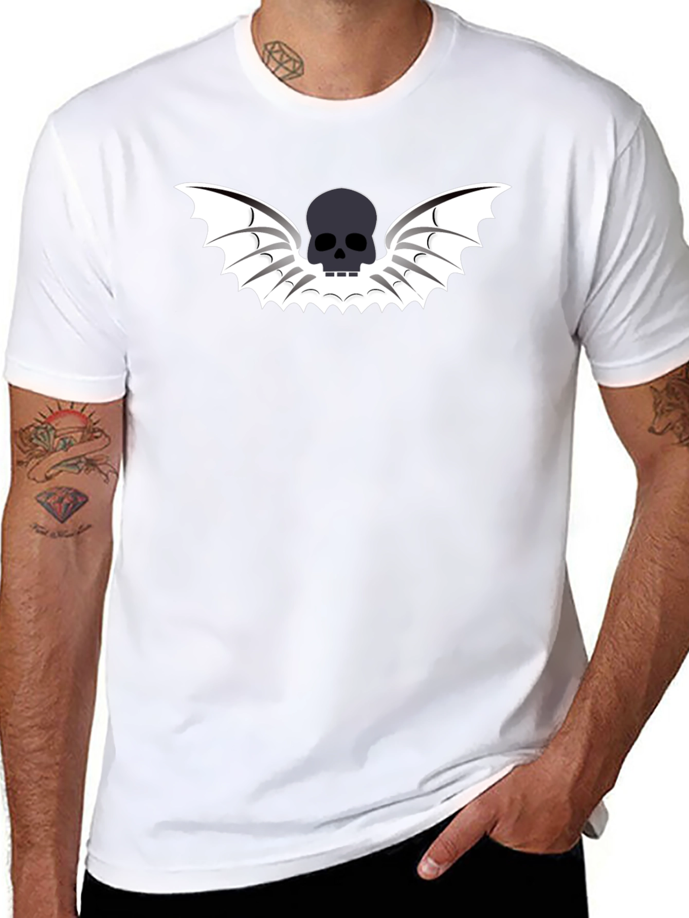 Skull Wings Graphic Tee - Mens Black T-Shirt