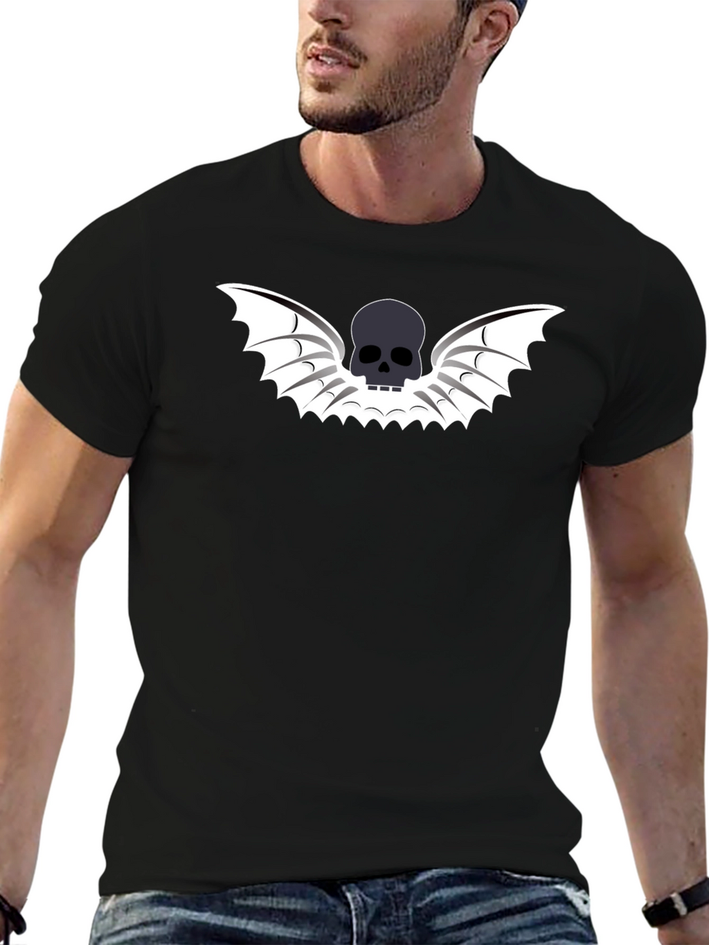 Skull Wings Graphic Tee - Mens Black T-Shirt