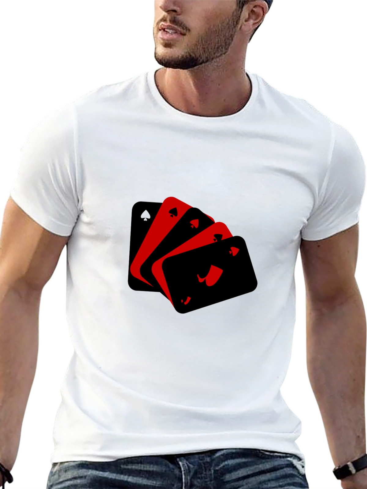 Ace Playing Cards Graphic Black T-Shirt