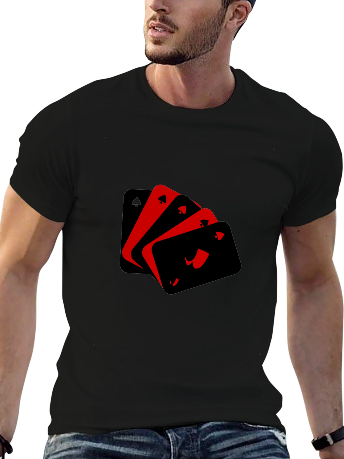 Ace Playing Cards Graphic Black T-Shirt