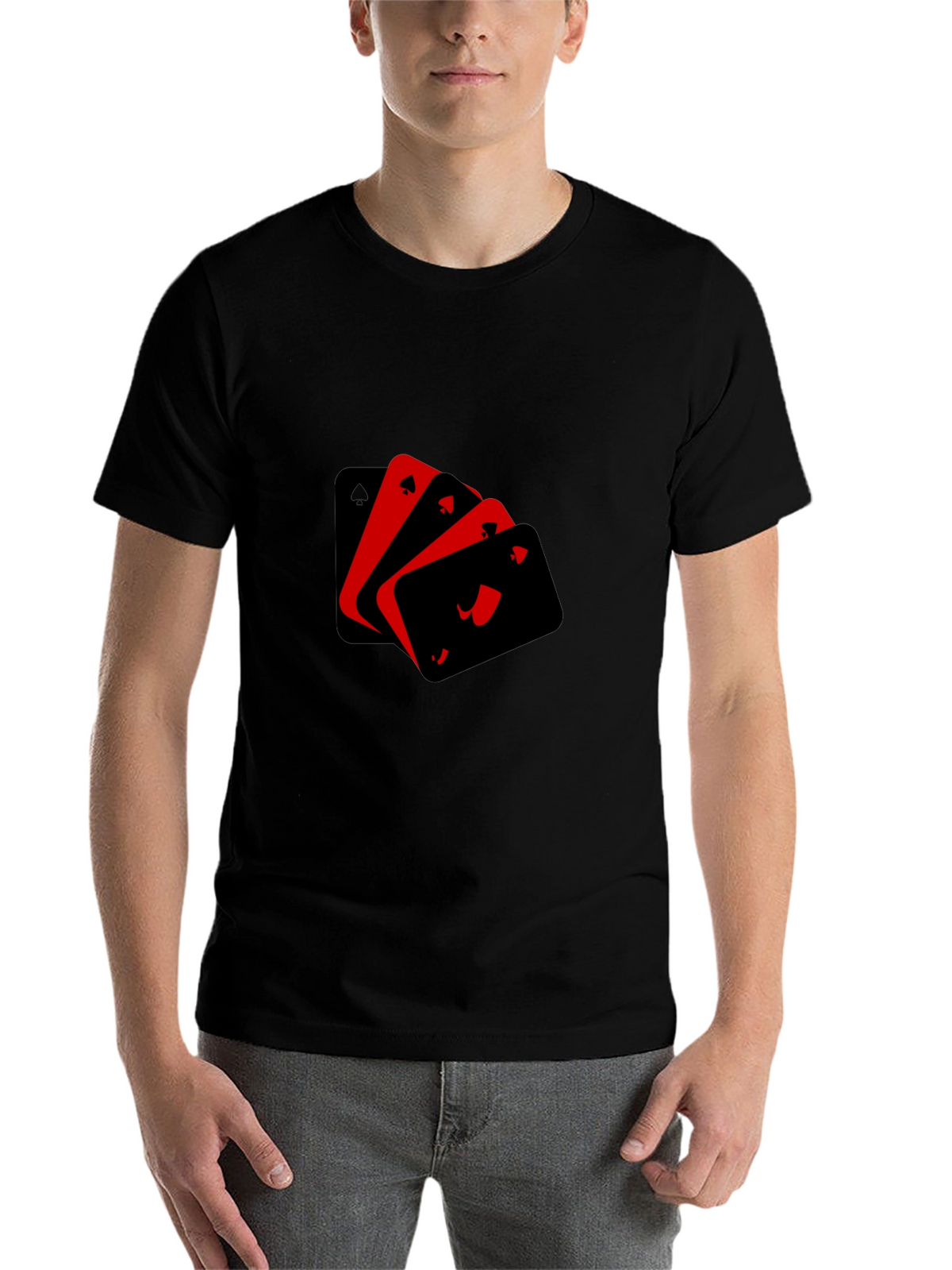 Ace Playing Cards Graphic Black T-Shirt