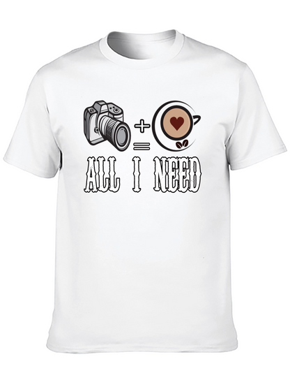 Camera + Coffee = All I Need Black T-Shirt