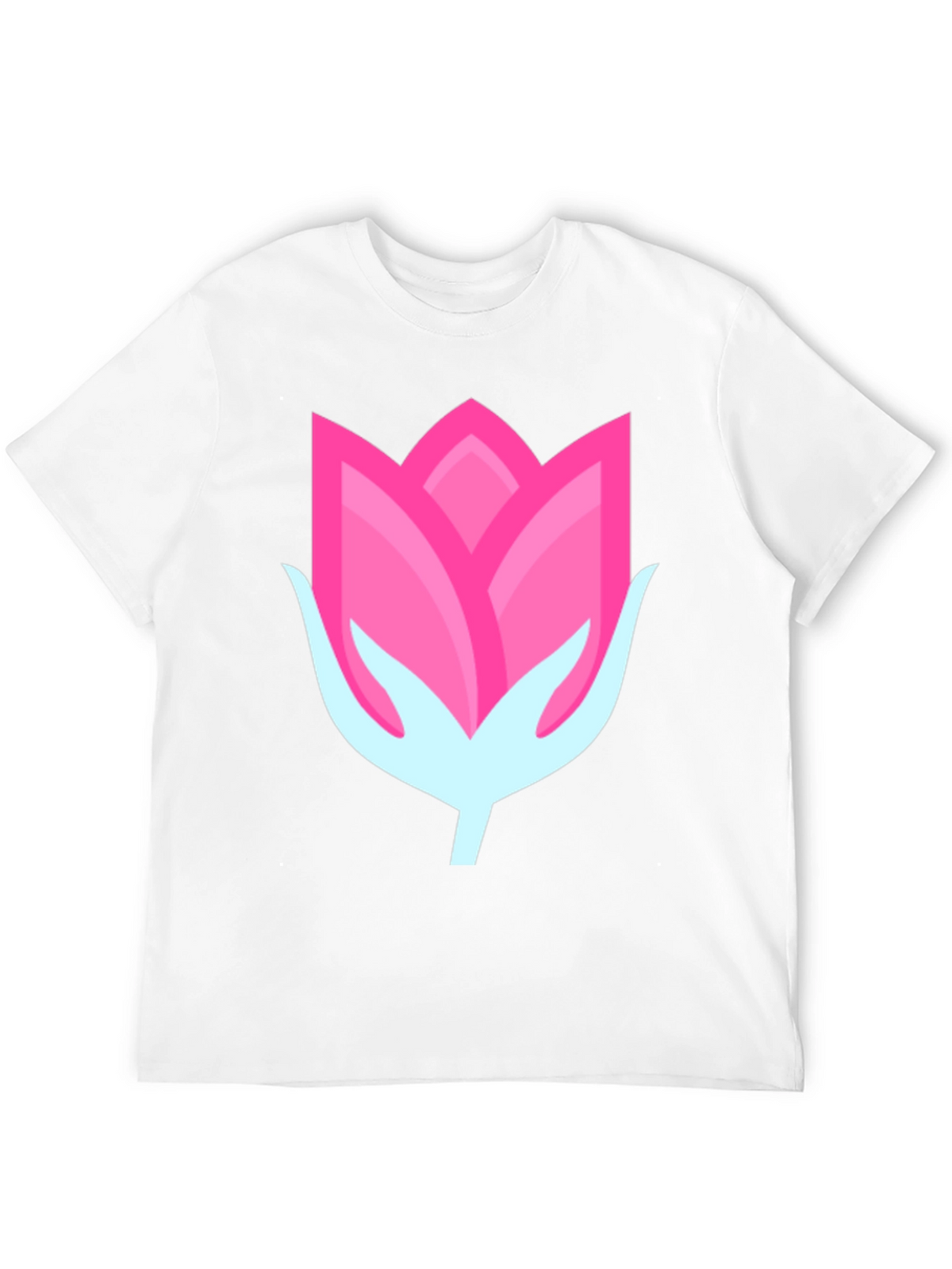 Pink Flower Graphic Black T-Shirt