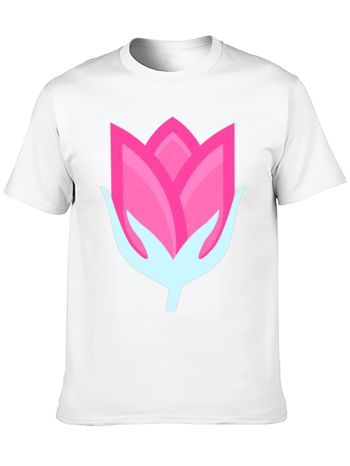 Pink Flower Graphic Black T-Shirt