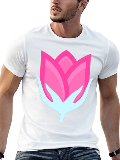 Pink Flower Graphic Black T-Shirt