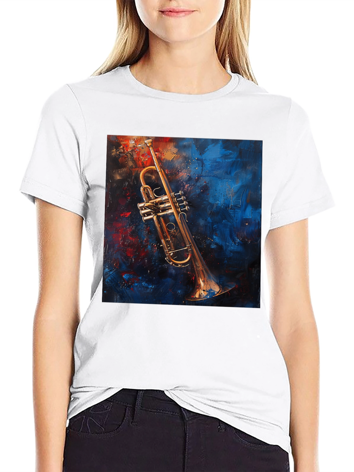 Trumpet Art Graphic Black T-Shirt