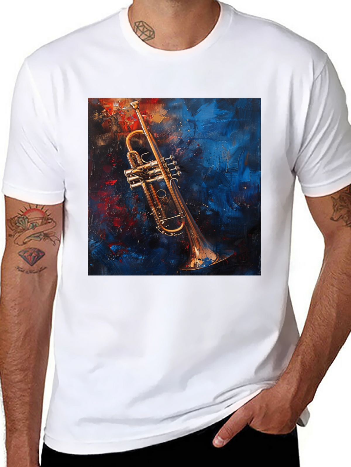 Trumpet Art Graphic Black T-Shirt