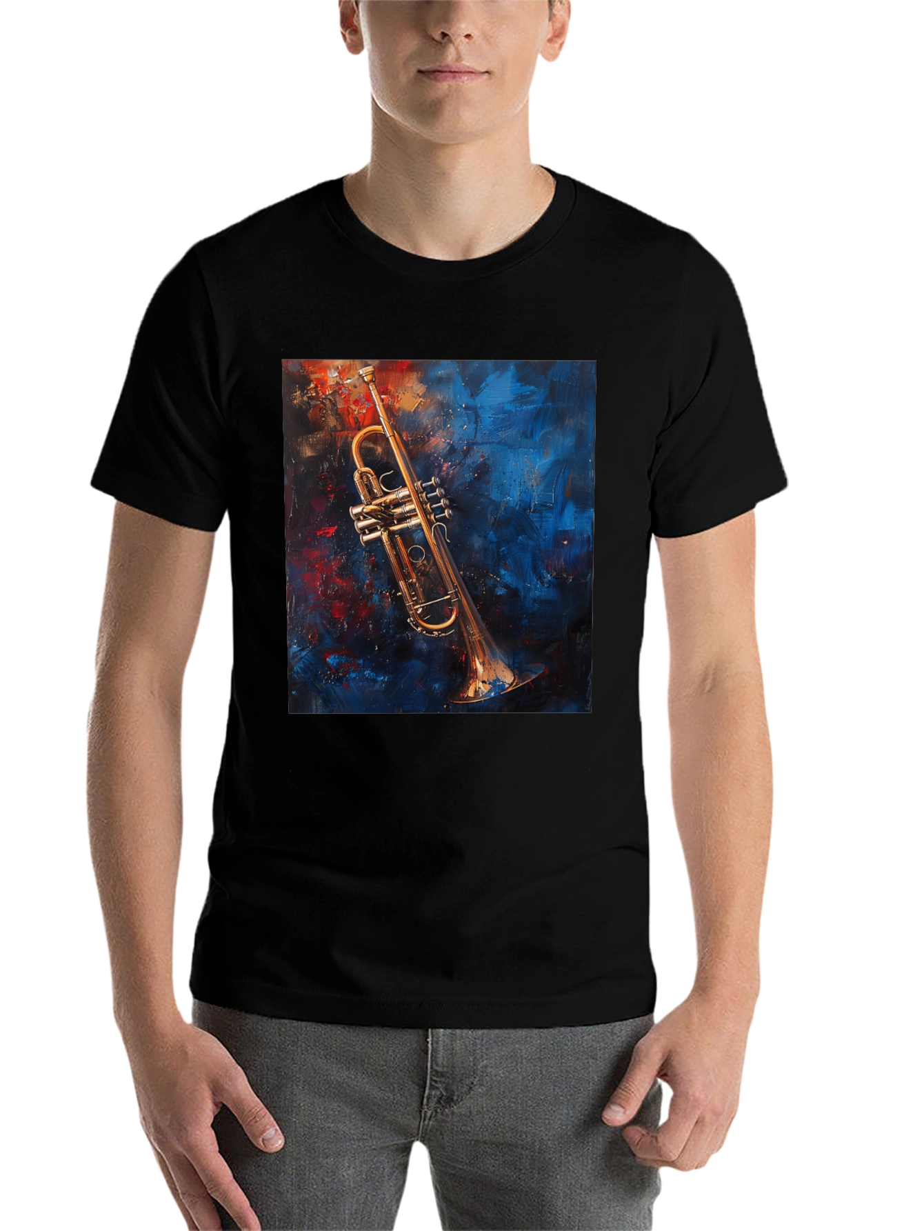 Trumpet Art Graphic Black T-Shirt