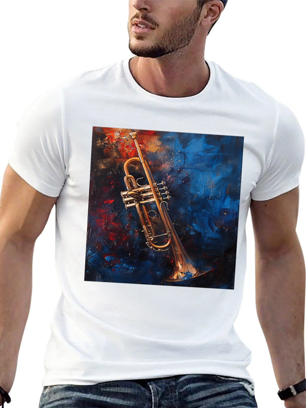 Trumpet Art Graphic Black T-Shirt