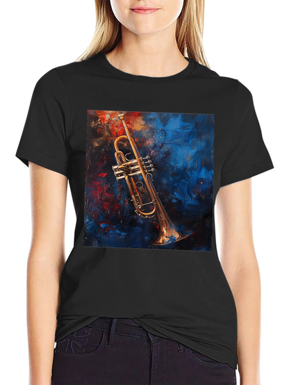 Trumpet Art Graphic Black T-Shirt