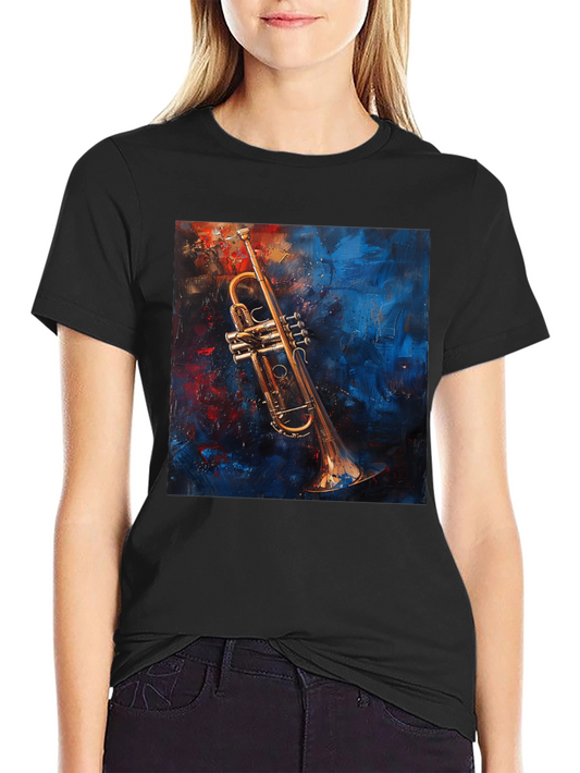 Trumpet Art Graphic Black T-Shirt