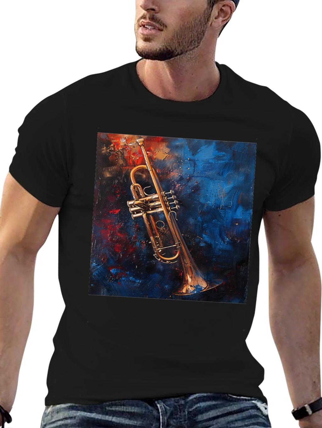 Trumpet Art Graphic Black T-Shirt