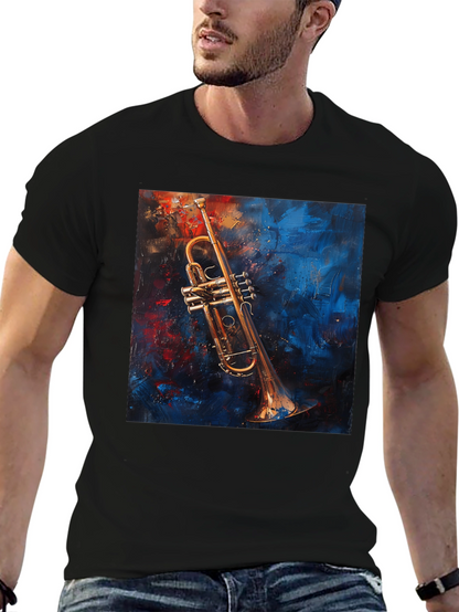 Trumpet Art Graphic Black T-Shirt