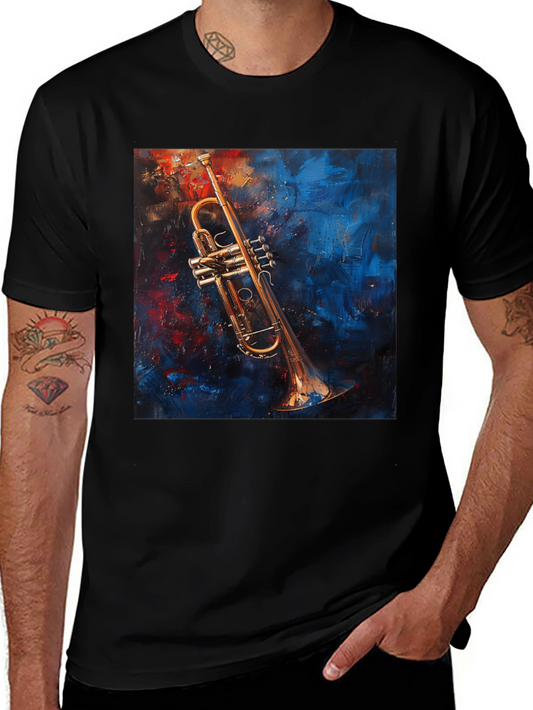Trumpet Art Graphic Black T-Shirt