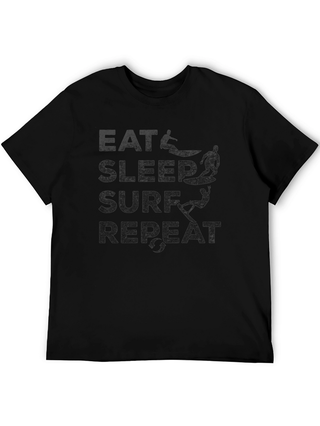 Eat Sleep Surf Repeat Black Graphic Tee