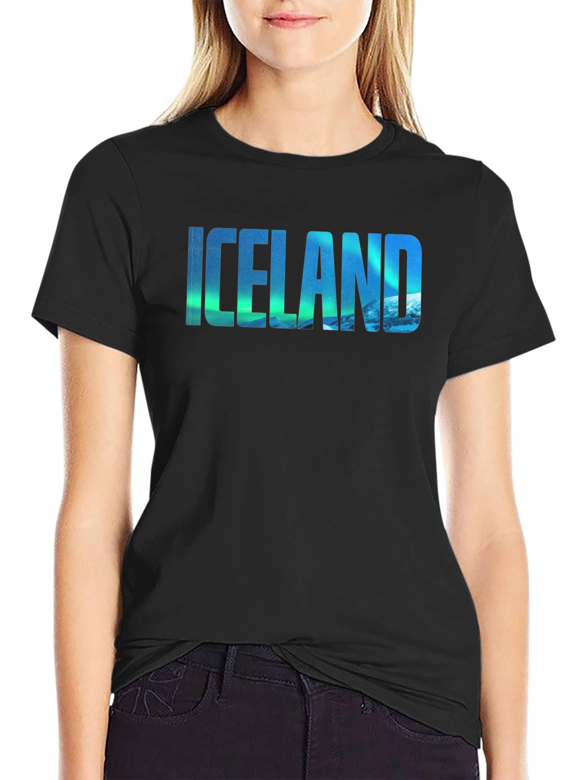 Icelandic Aurora Graphic Tee - Mens Black T-Shirt