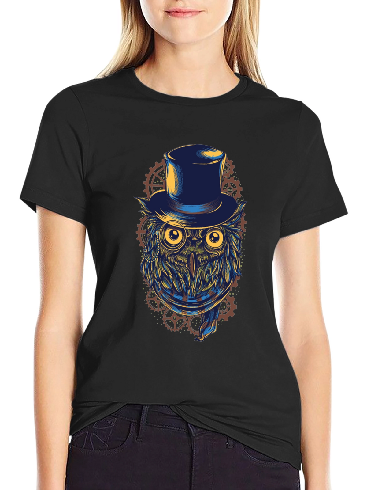 Steampunk Owl T-Shirt - Top Hat & Goggles