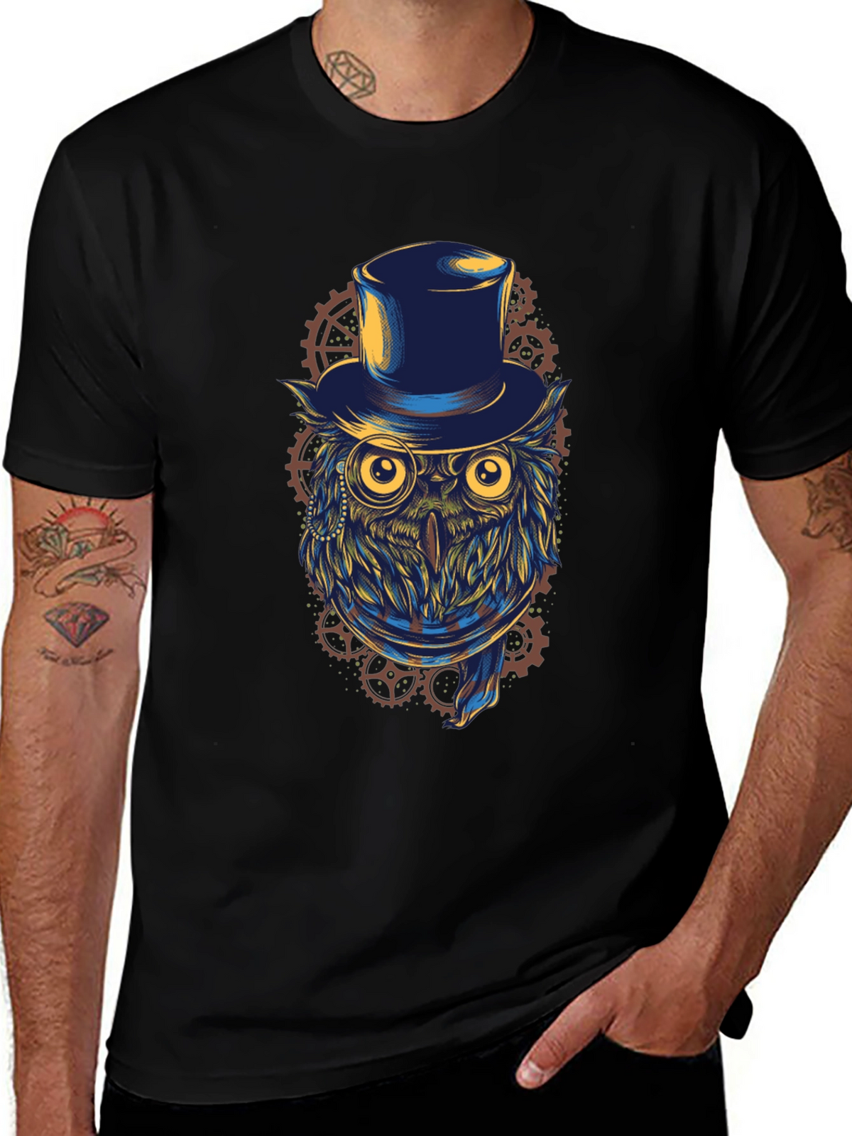 Steampunk Owl T-Shirt - Top Hat & Goggles