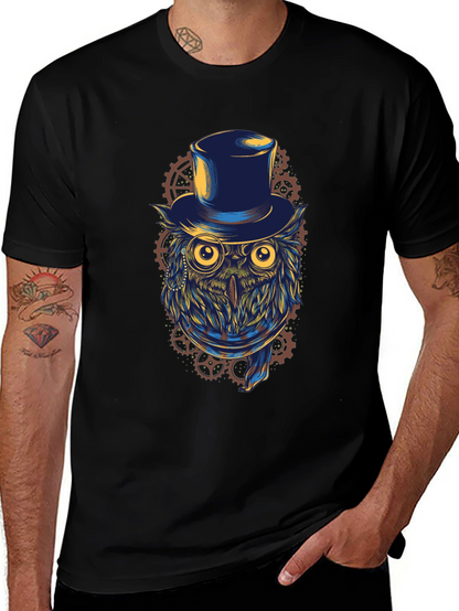 Steampunk Owl T-Shirt - Top Hat & Goggles
