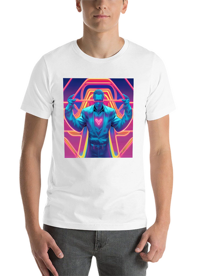 Retro Synthwave Neon Heart Graphic Tee - Black