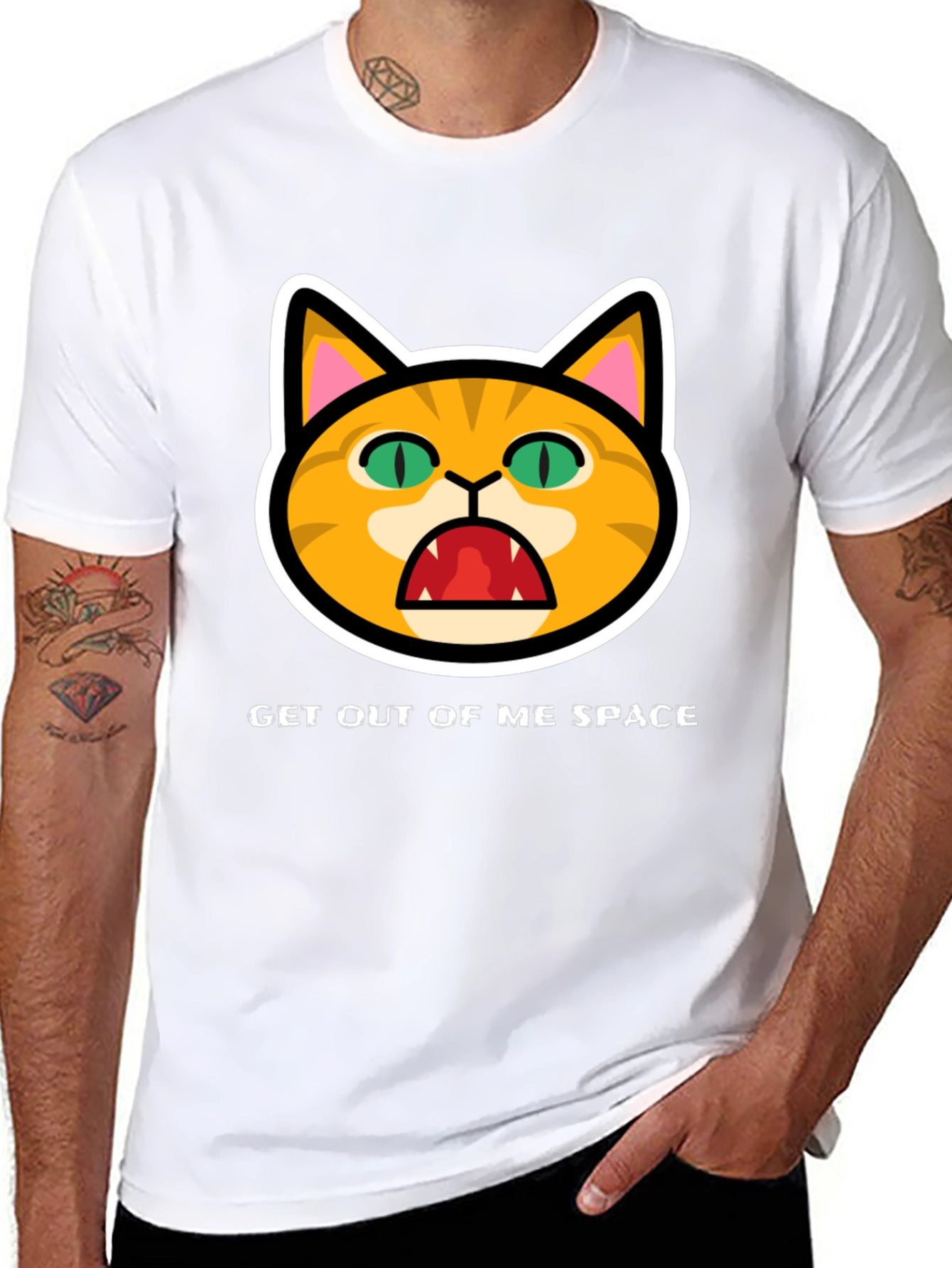 Get Out Of Me Space Angry Cat T-Shirt