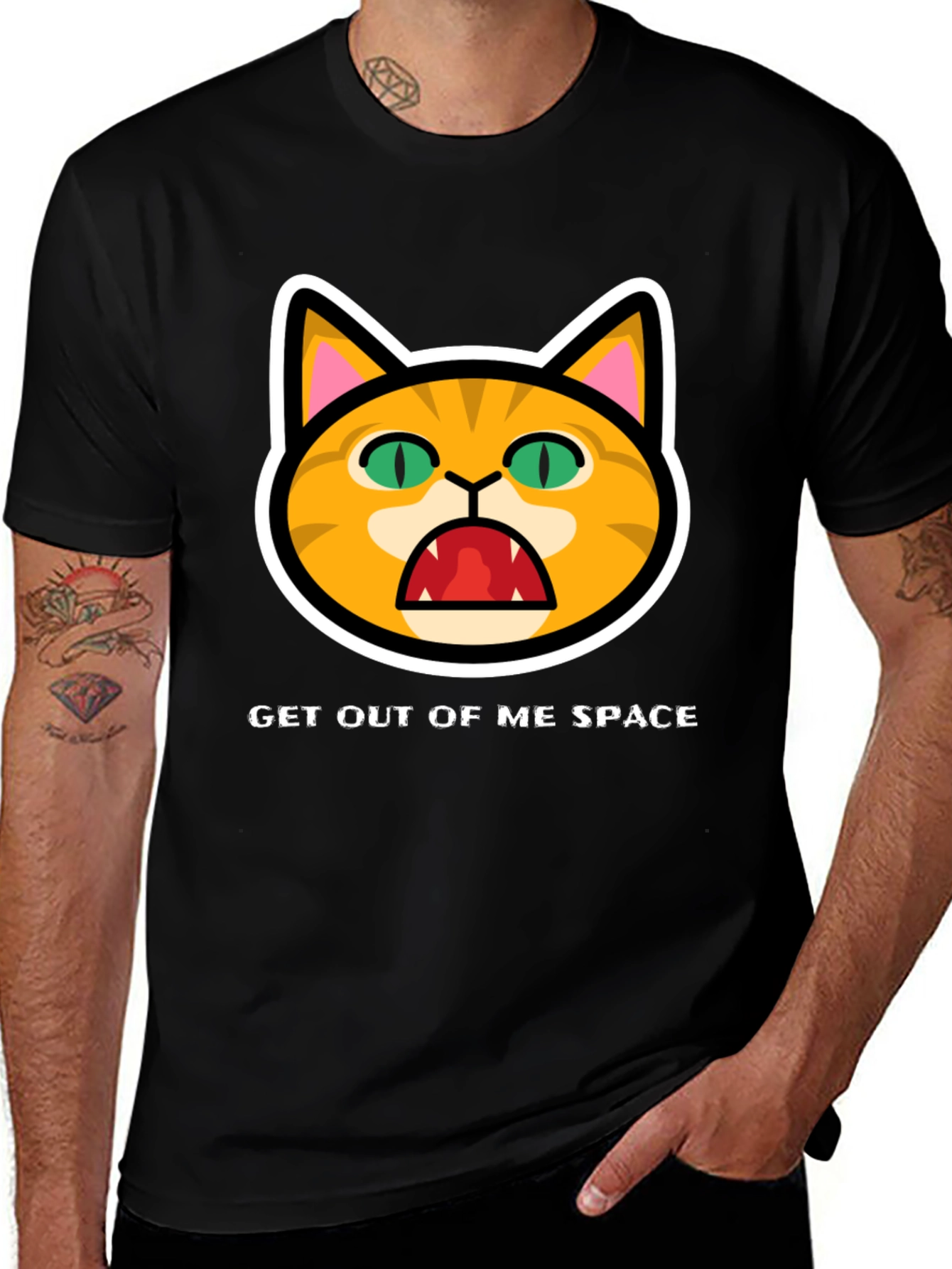 Get Out Of Me Space Angry Cat T-Shirt