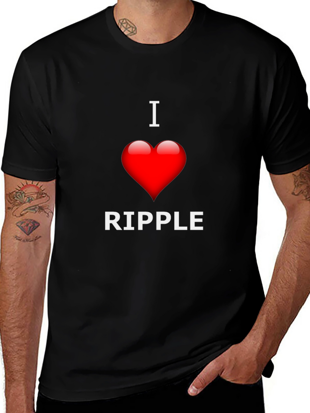 I Love Ripple Graphic T-Shirt - Black Crew Neck