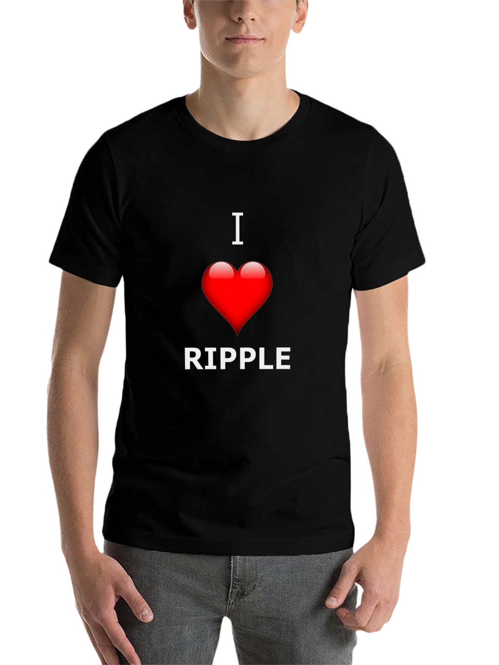 I Love Ripple Graphic T-Shirt - Black Crew Neck