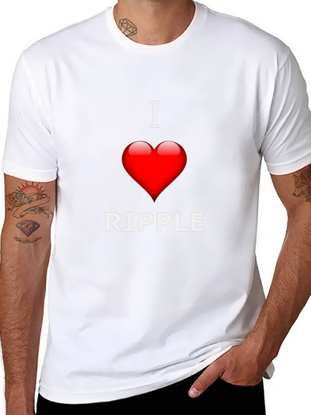 I Love Ripple Graphic T-Shirt - Black Crew Neck