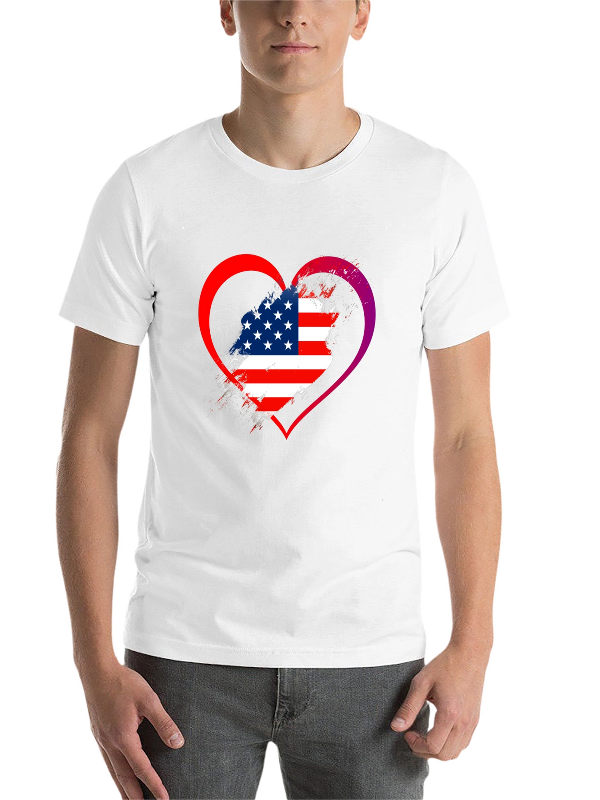USA Flag Heart Graphic T-Shirt