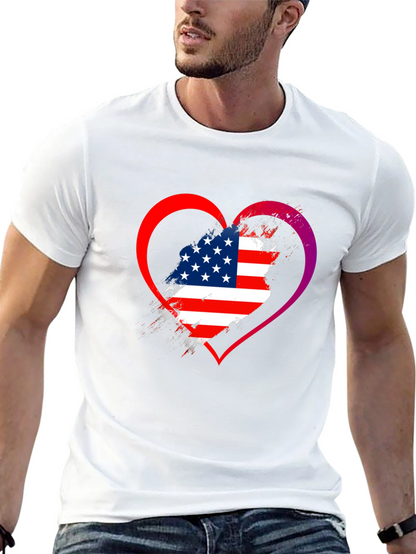 USA Flag Heart Graphic T-Shirt