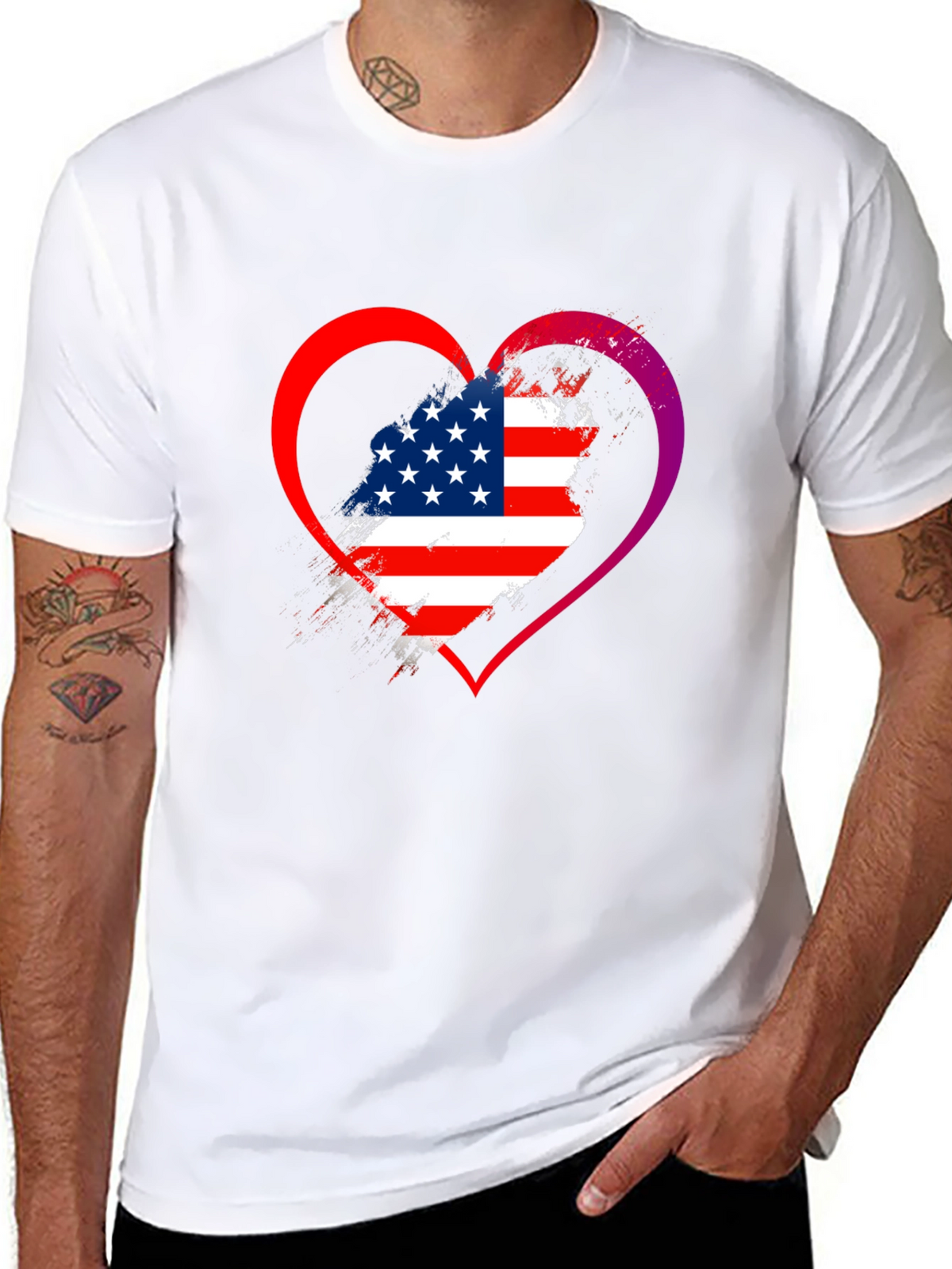 USA Flag Heart Graphic T-Shirt