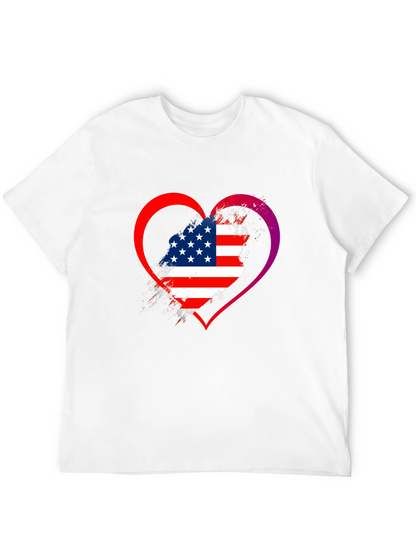 USA Flag Heart Graphic T-Shirt
